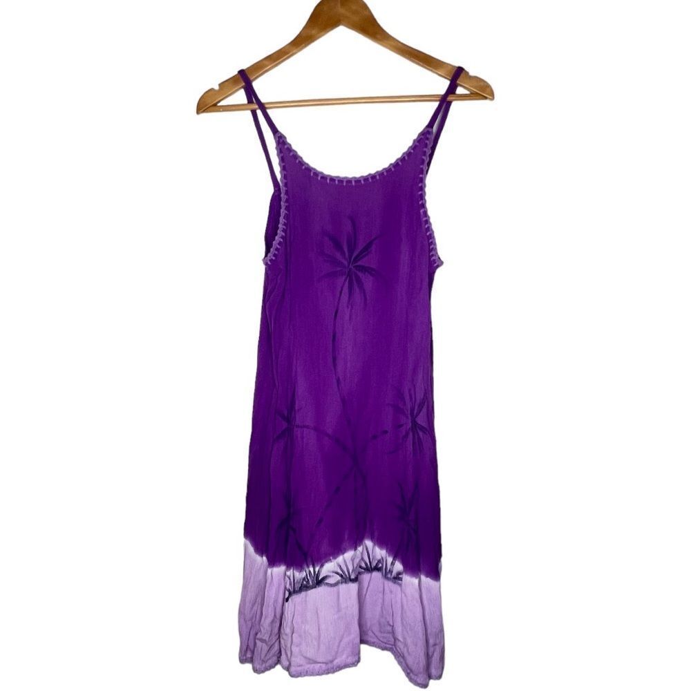 Tiki Palm tie dye summer swim suit cover up dress purple size medium gauzy